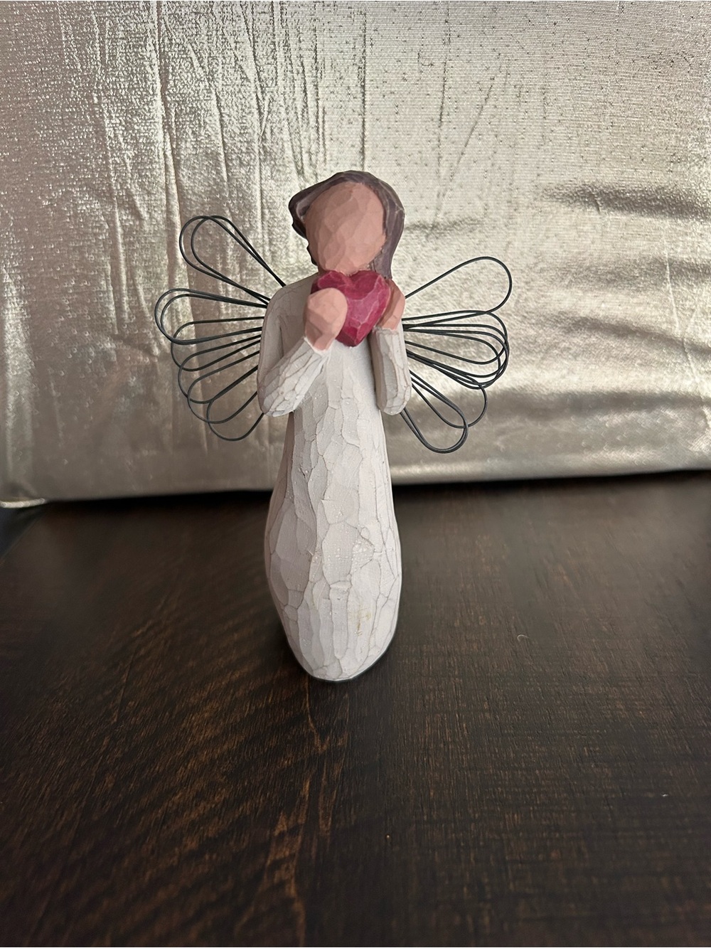 Willow Tree 'Angel of the Heart' Hand-Painted Figurine in Soft Cream and Red